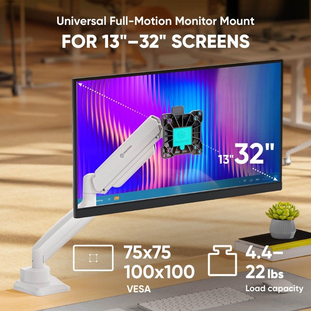 MONITOR ACC DESK MOUNT/13-32  BLK/WHT G80-BW ONKRON