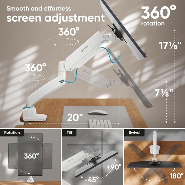 MONITOR ACC DESK MOUNT/13-32  BLK/WHT G80-BW ONKRON