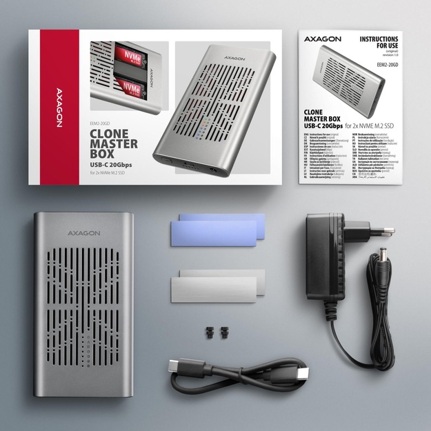 SSD ACC ENCLOSURE M.2 NVME/USB-C EEM2-20GD AXAGON