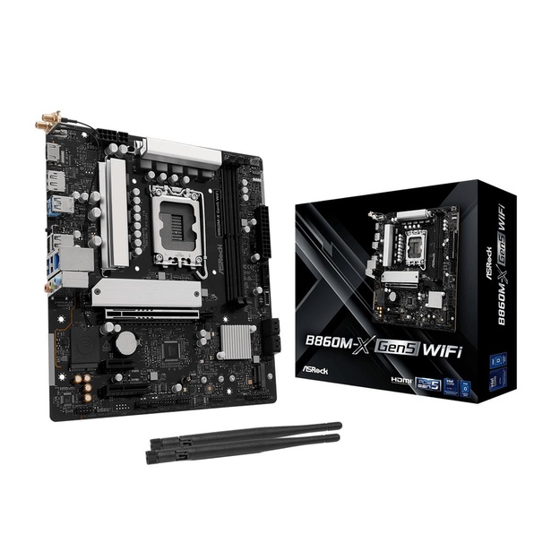 Mainboard|ASROCK|Intel B860|LGA 1851 (Socket V1)|micro ATX|RAM DDR5-SDRAM|2xSlots|Wi-Fi Yes|Bluetooth Yes|1xNumber of M.2 (M) slots|B860M-XGEN5WIFI