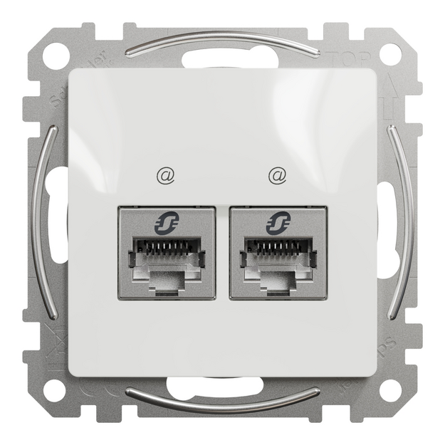 Duomenų (RJ45) lizdas, STP 5, dvigubas, ekranuotas, Schneider Sedna, balta sp. SDD111452S