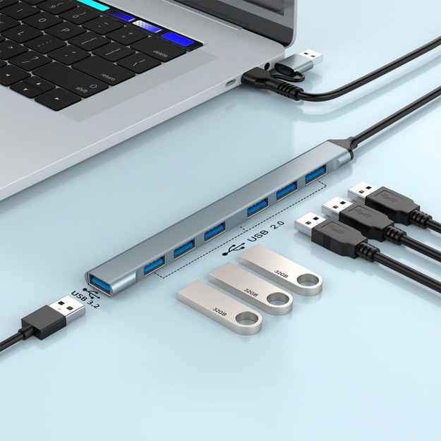 I/O HUB USB-A/USB-C 7PORT/UHB-ACM-U3P1U2P6-01 GEMBIRD