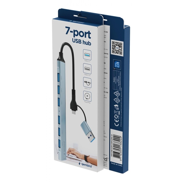 I/O HUB USB-A/USB-C 7PORT/UHB-ACM-U3P1U2P6-01 GEMBIRD
