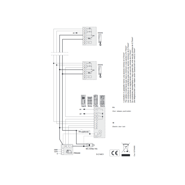 Audio telefonspynės (domofono) 1 abonento komplektas Farfisa Profilo