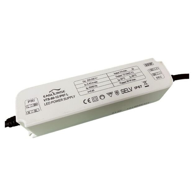 Maitinimo šaltinis LED 24V 60W IP67 Eaglerise