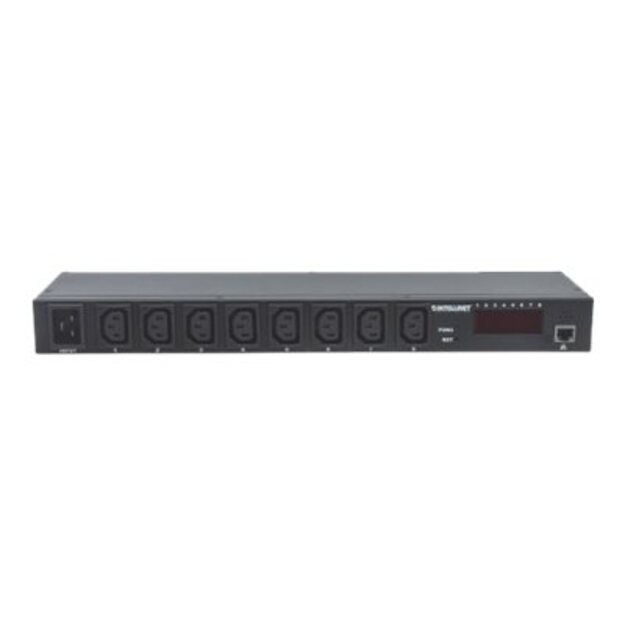 Maitinimo panelė INTELLINET 19inch Intelligent PDU 8-Port 19inch Rackmountable Monitors Power Temperature and Humidity 11