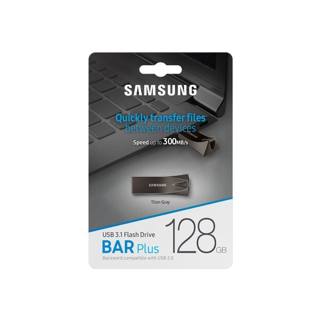 USB raktas SAMSUNG BAR PLUS 128GB USB 3.1 Titan Gray