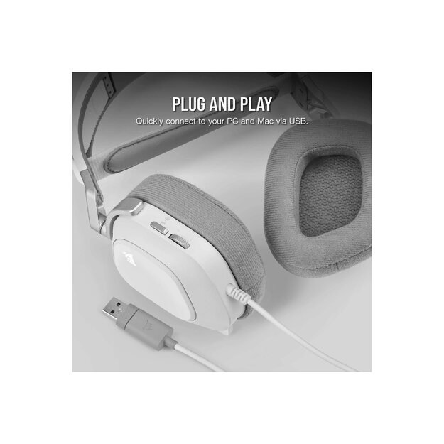 Ausinės CORSAIR HS80 RGB USB Headset White EU