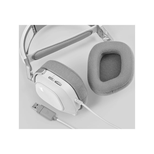 Ausinės CORSAIR HS80 RGB USB Headset White EU