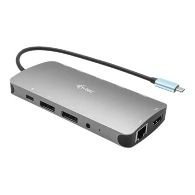 I-TEC USB-C Metal Nano Dock 2x DP 1x HDMI 1x GLAN 1x Audio/Mic 2 xUSB 3.1 2x USB 2.0 1x USB-C Data 1x USB-C 100W PD