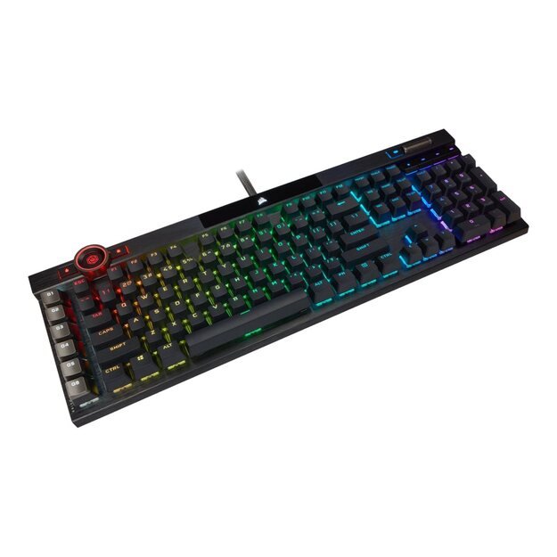 Klaviatūra laidinė CORSAIR K100 RGB Optical Mechanical Gaming Backlit RGB LED CORSAIR OPX RAPIDFIRE Black PBT Keycaps 13