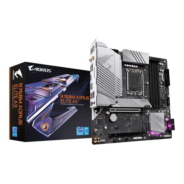 Pagrindinė plokštė GIGABYTE B760M AORUS ELITE AX LGA1700 4xDDR5 4xSATA 2xM.2 1xDP 1xHDMI