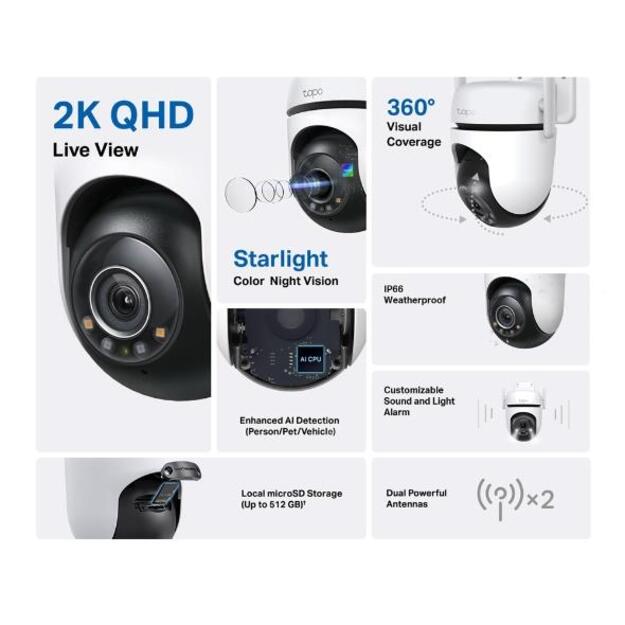 Belaidė kamera 1080P PAN TILT TAPO C520WS TP-LINK