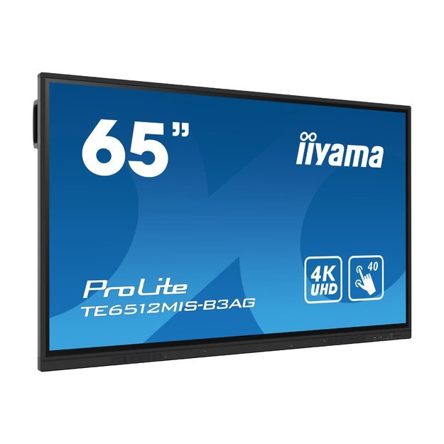 IIYAMA TE6512MIS-B3AG 65inch iiWare10 Android 11 40-Points PureTouch IR with zero bonding 3840x2160 UHD IPS panel Metal Housing