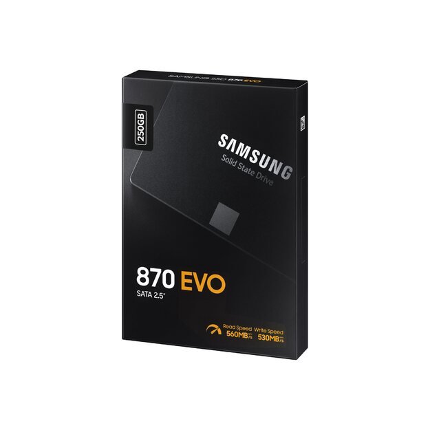 Kietasis diskas (SSD) vidinis SAMSUNG 870 EVO 250GB SATA III 2.5inch SSD 560MB/s read 530MB/s write