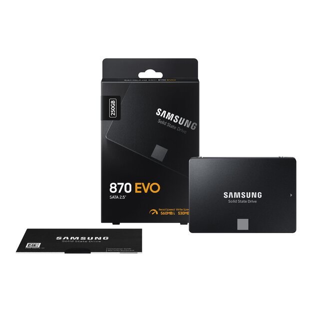 Kietasis diskas (SSD) vidinis SAMSUNG 870 EVO 250GB SATA III 2.5inch SSD 560MB/s read 530MB/s write