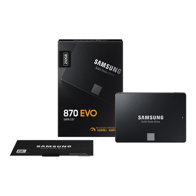 Kietasis diskas (SSD) vidinis SAMSUNG 870 EVO 250GB SATA III 2.5inch SSD 560MB/s read 530MB/s write