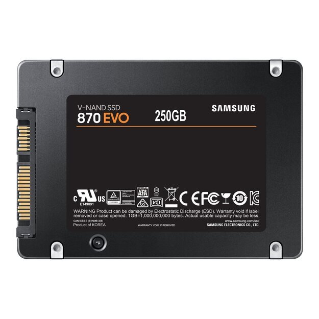 Kietasis diskas (SSD) vidinis SAMSUNG 870 EVO 250GB SATA III 2.5inch SSD 560MB/s read 530MB/s write