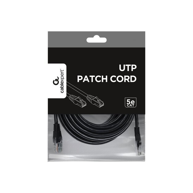 Patch kabelis GEMBIRD PP12-5M/BK RJ45, cat.5e, UTP, 5m, black