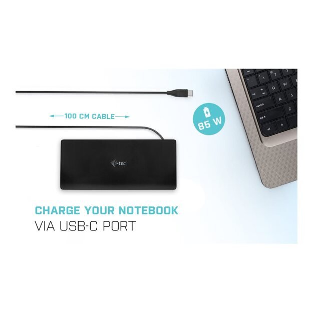 I-TEC USB-C Quattro Display Docking Station 2x DP 2x HDMI 1xGLAN 5x USB 3.0 1x USB-C-Data 1x Audio 1x Mic 85W PD KL