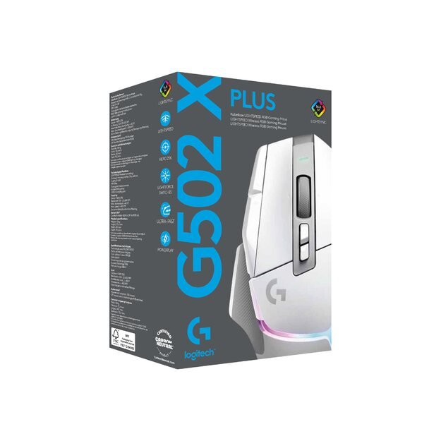 Kompiuterinė pelė belaidė LOGITECH G502 X PLUS - WHITE/PREMIUM - EER2