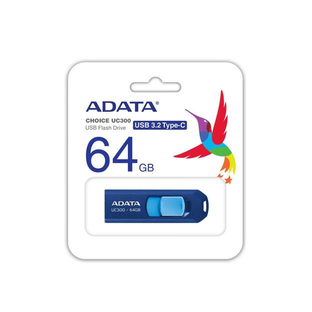 MEMORY DRIVE FLASH USB-C 64GB/ACHO-UC300-64G-RNB/BU ADATA