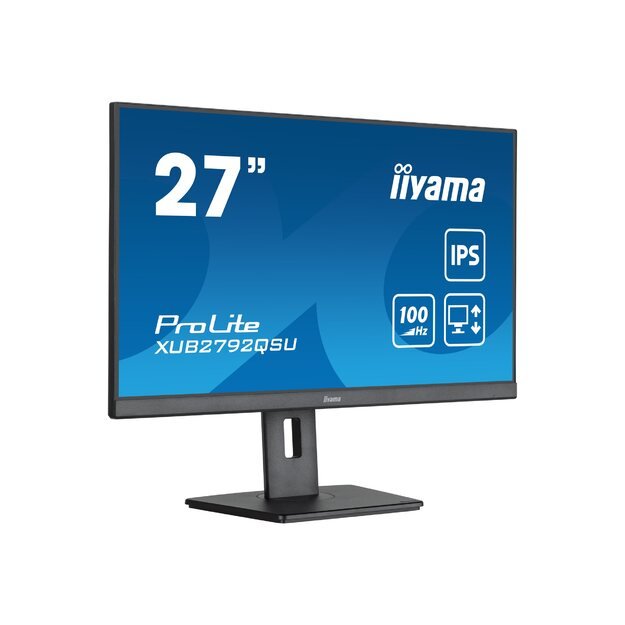 IIYAMA XUB2792QSU-B6 27inch ETE IPS-panel 2560x1440 100Hz 0.4ms MPRT FreeSync 15cm height adj. stand Pivot 250cd/m HDMI