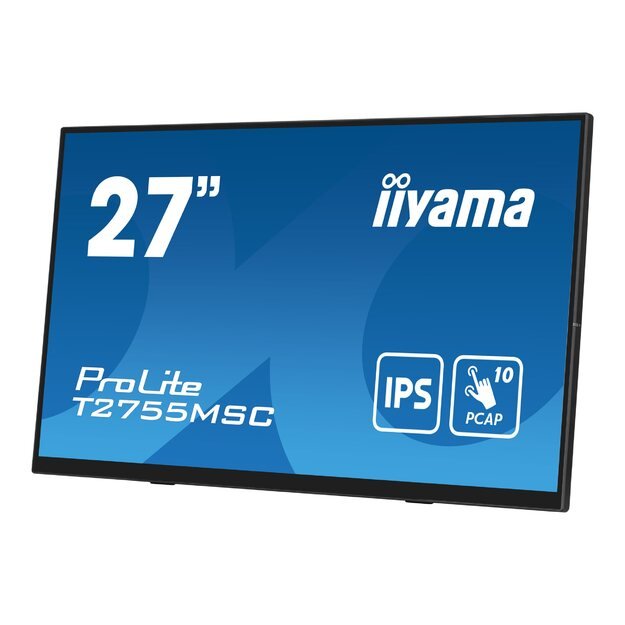 IIYAMA T2755MSC-B1 27inch IPS Bonded PCAP 10P Touch 1920x1080 Flat Bezel Free Glass Front HDMI Displayport 360cd/m USB Hub