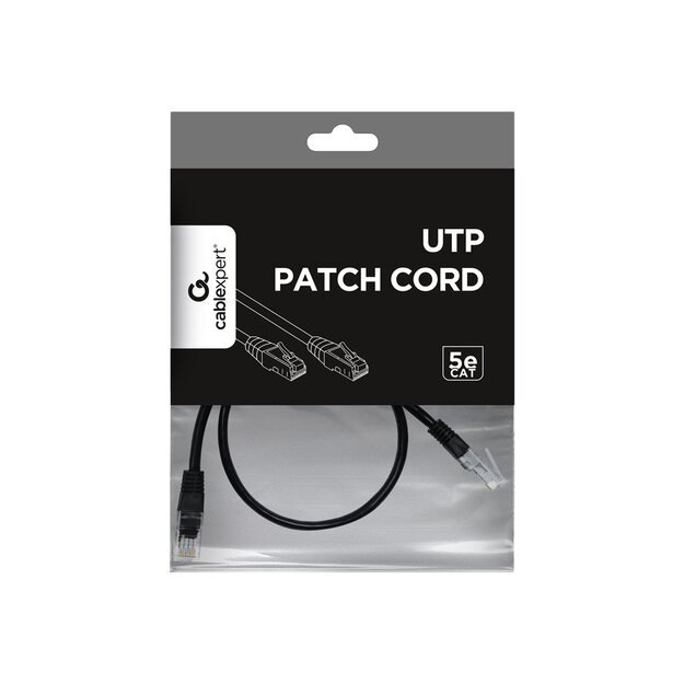 Patch kabelis GEMBIRD PP12-0.5M/BK RJ45, cat.5e, UTP, 0.5m, black