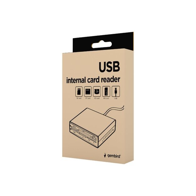 Atminties kortelių skaitytuvas vidinis GEMBIRD FDI2-ALLIN1-02-B USB 2.0 CF/MD/SM/MS/SDXC/MMC/XD card reader/writer