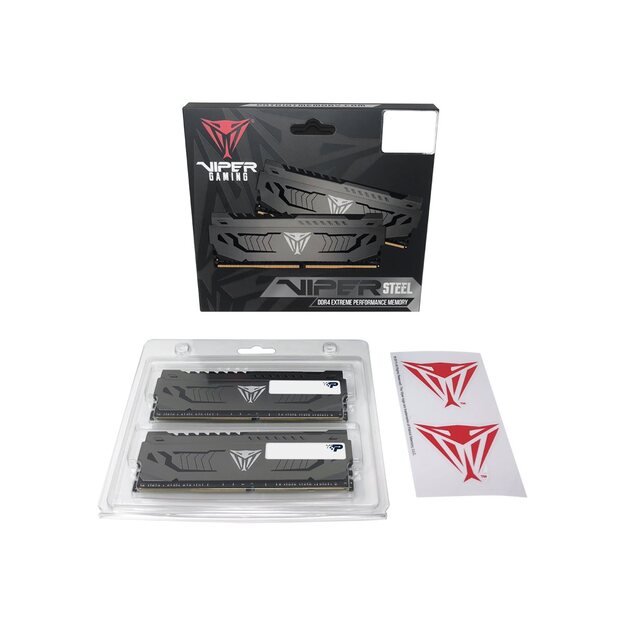 Operatyvioji atmintis (RAM) PATRIOT Viper Steel 16GB 2x8GB DDR4 3200MHz DIMM CL16-16-18-20 1.35V KIT