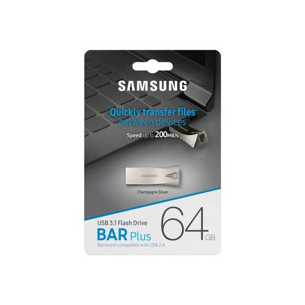 USB raktas MEMORY DRIVE FLASH USB3.1 64GB/BAR PLUS MUF-64BE3/APC SAMSUNG