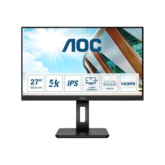 Monitorius AOC U27P2 27inch UHD 4K Monitor USB VGA DVI HDMI 6