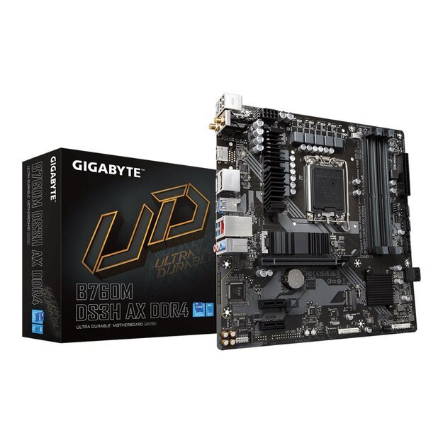 Pagrindinė plokštė GIGABYTE B760M DS3H AX LGA1700 4xDDR4 4xSATA 2xM.2 2xDP 1xHDMI