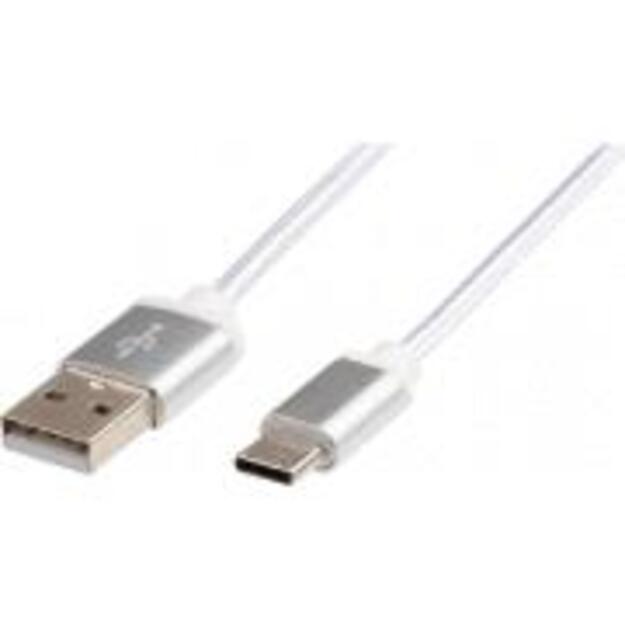 GEMBIRD CCB-mUSB2B-AMCM-6-S Gembird USB 2.0 cable to type-C, cotton braided, metal connectors, 1.8m, silver