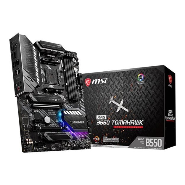 MSI MAG B550 TOMAHAWK ATX MB 4xDDR4 up to 128GB 1xPCIe 4.0/ 3.0 x16 slot 6xSATA 6Gb/s ports 2xM.2 slots