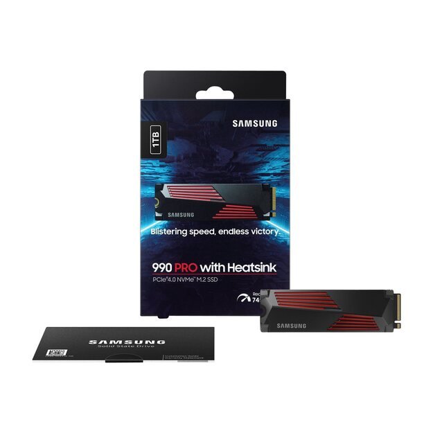 SSD|SAMSUNG|990 PRO with Heatsink|1TB|M.2|PCIE|NVMe|MLC|Write speed 6900 MBytes/sec|Read speed 7450 MBytes/sec|2.3mm|TBW 600 TB|MTBF 1500000 hours|MZ-V9P1T0CW