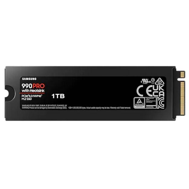 SSD|SAMSUNG|990 PRO with Heatsink|1TB|M.2|PCIE|NVMe|MLC|Write speed 6900 MBytes/sec|Read speed 7450 MBytes/sec|2.3mm|TBW 600 TB|MTBF 1500000 hours|MZ-V9P1T0CW