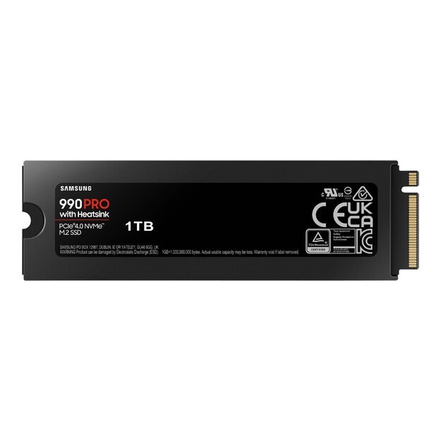 SSD|SAMSUNG|990 PRO with Heatsink|1TB|M.2|PCIE|NVMe|MLC|Write speed 6900 MBytes/sec|Read speed 7450 MBytes/sec|2.3mm|TBW 600 TB|MTBF 1500000 hours|MZ-V9P1T0CW