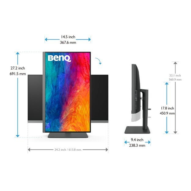 BENQ PD2706U 27inch LED 3840x2160 16:9 UHD 350cd/m2 2xHDMI 1xDP 3xUSB Black