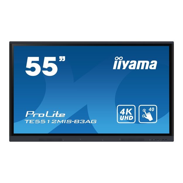 IIYAMA TE5512MIS-B3AG 55inch iiWare10 Android 11 40-Points PureTouch IR with zero bonding 3840x2160 UHD IPS panel Metal Housing