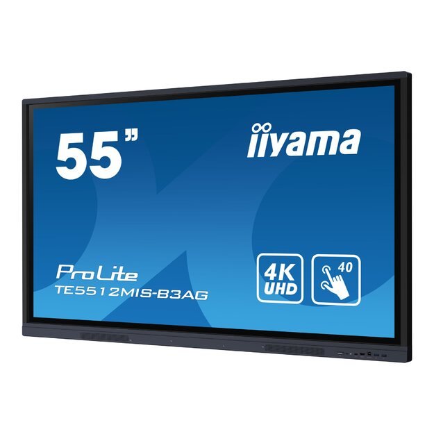 IIYAMA TE5512MIS-B3AG 55inch iiWare10 Android 11 40-Points PureTouch IR with zero bonding 3840x2160 UHD IPS panel Metal Housing