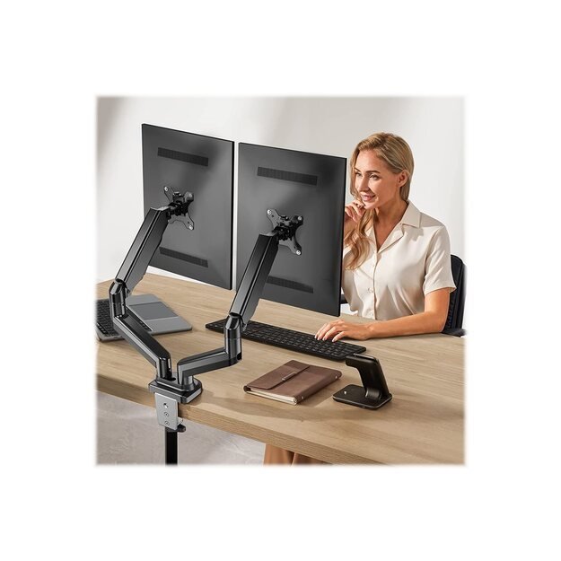 TECHLY Double Monitor Desk Stand 17-32inch with Gas Spring Black