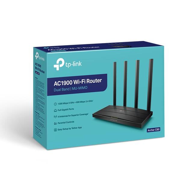 Maršrutizatorius TP-LINK Archer C80 AC1900 Dual band Wi-FI Gbit 4xLAN MU-MIMO