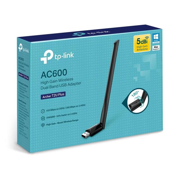 USB belaidžio tinklo Wi-Fi adapteris TP-LINK AC600 High Gain Dual Band USB2.0 1 high gain antenna 10