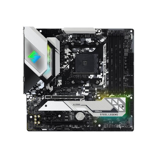 Pagrindinė plokštė ASROCK B550M Steel Legend mATX MB 3rd Gen AMD AM4 Socket DDR4 4733+ 1 x3.0 x16 x4.0 PCIe HDMI 7.1 CH HD 6 SATA3 2 USB 3.2 Gen2