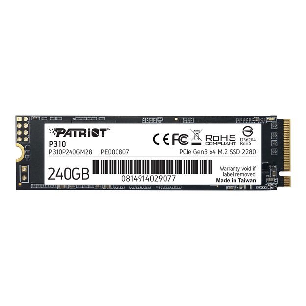 Kietasis diskas (SSD) vidinis PATRIOT P310 240GB M2 2280 PCIe SSD NVME