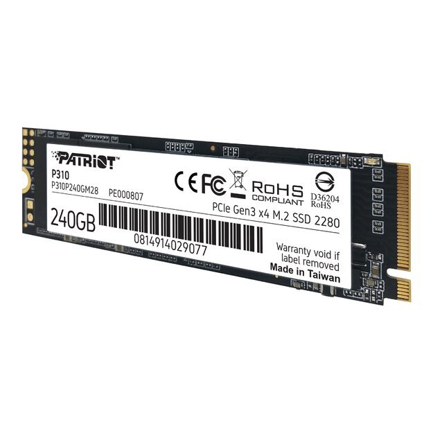 Kietasis diskas (SSD) vidinis PATRIOT P310 240GB M2 2280 PCIe SSD NVME