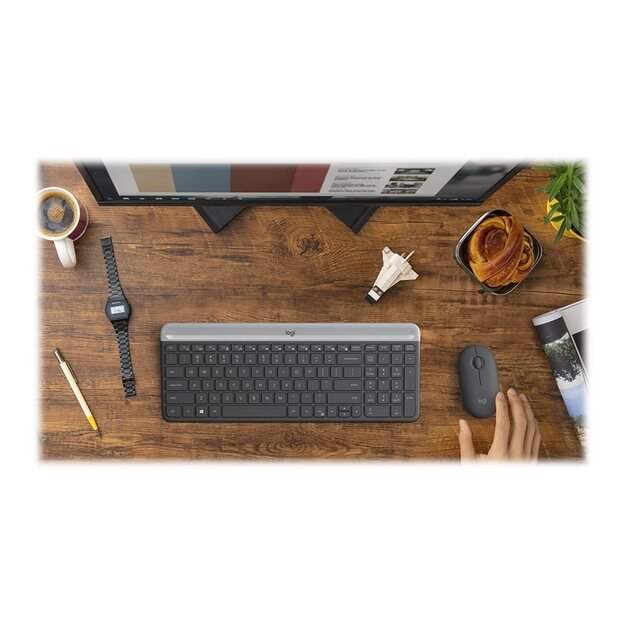 Klaviatūra + pelė komplektas LOGITECH Slim Wireless Keyboard and Mouse Combo MK470 - GRAPHITE - US INTNL - INTNL