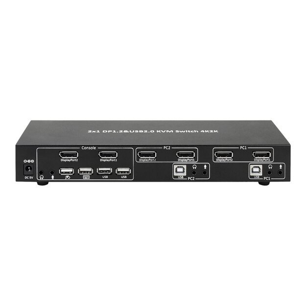 TECHLY 101928 Techly 2-port DisplayPort/USB dual-monitor KVM switch 2x1 with audio 3